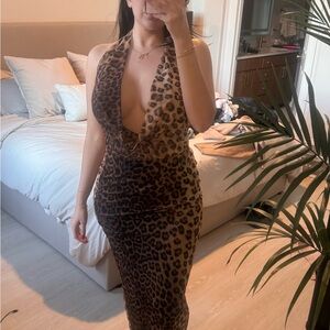 Zara Leopard Print Halter Dress